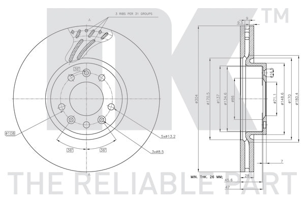 NF PARTS Тормозной диск 311961NF